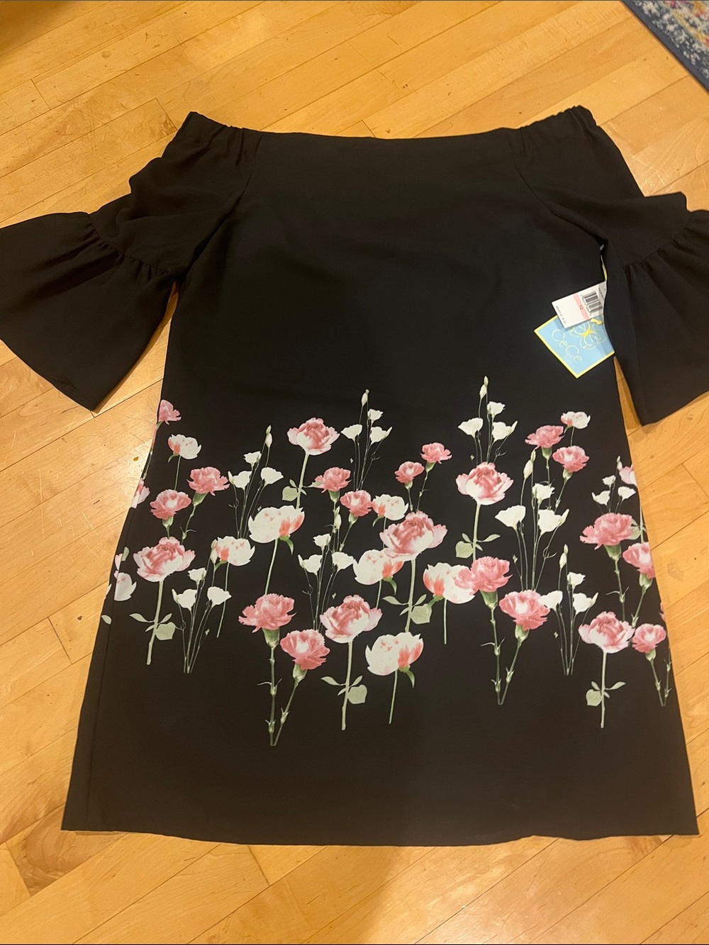 Women’s CeCe Black Floral Off-the-Shoulder dress NWT Sz 10